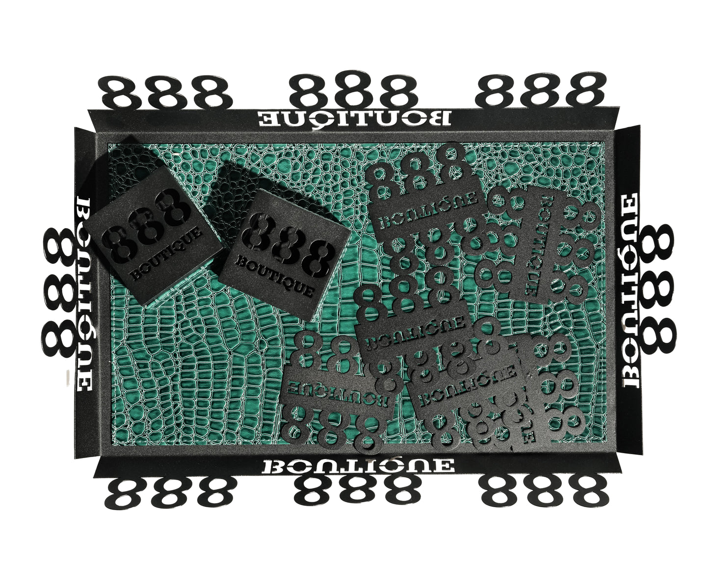 Tray Set - Colored Leather With Black Metal